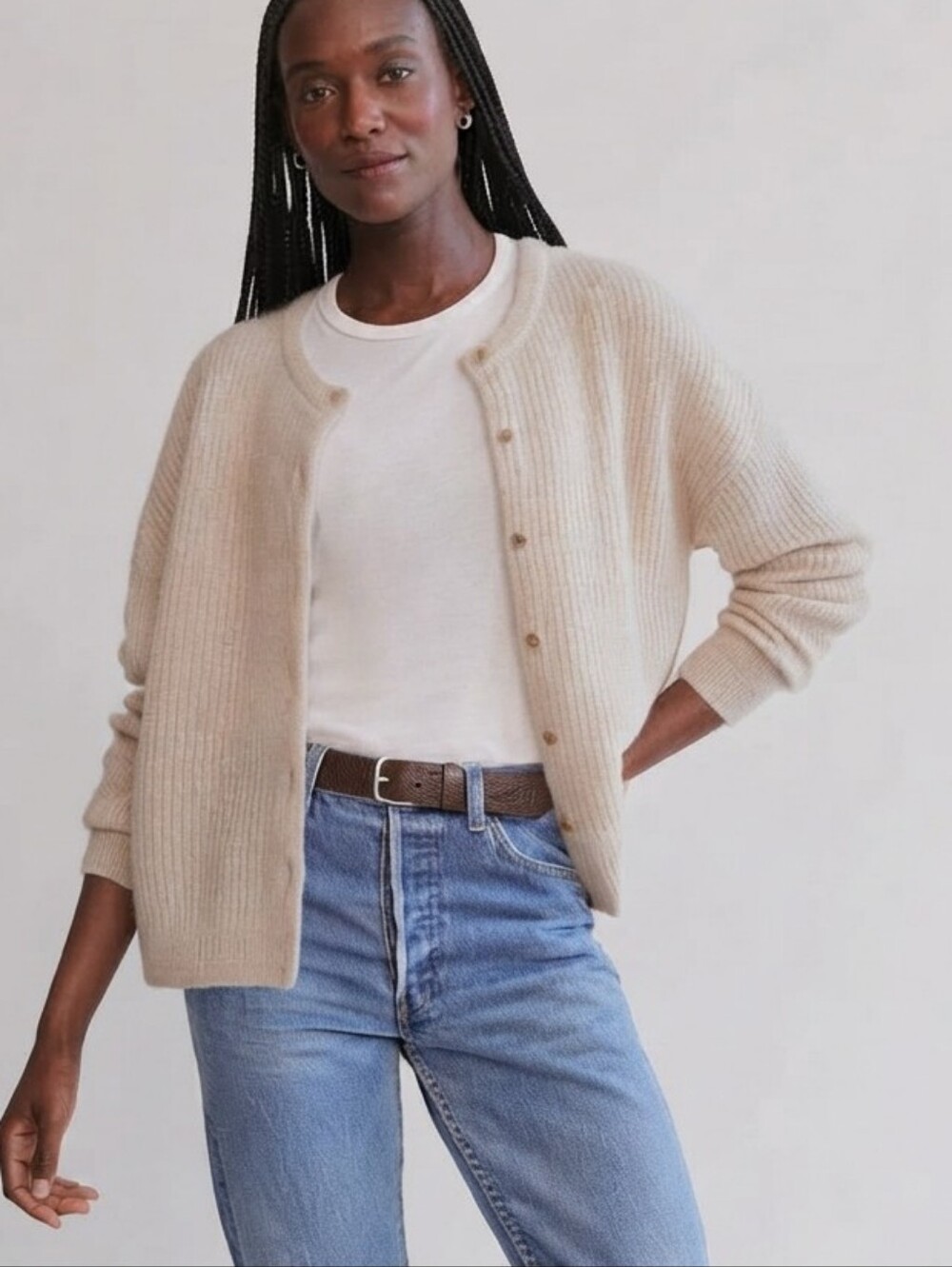 Jenni Kayne Hayes Cardigan Sweater Sz L Alpaca Wool Button Up